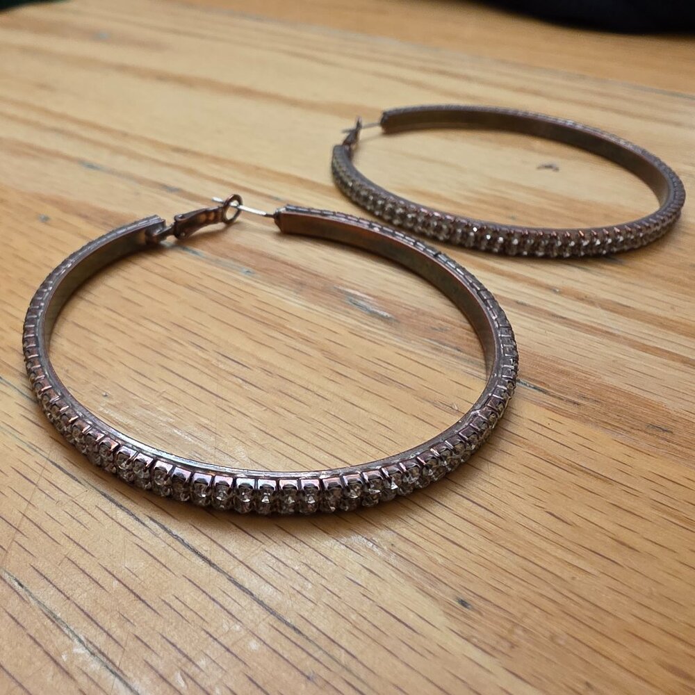 Etsy Silver Toned Oversized Rhinestone Hoops - Picture 2 of 16